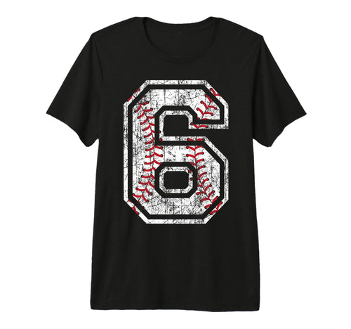 Baseball Jersey Number 6 Distressed T-Shirt - Minimalist Print for Adults - T-Shirt, Sweatshirt, Hoodie