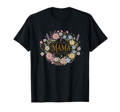 Boho Mama Flowers Wildflower Mom T-Shirt - Custom Art Print Men Women - T-Shirt, Sweatshirt, Hoodie