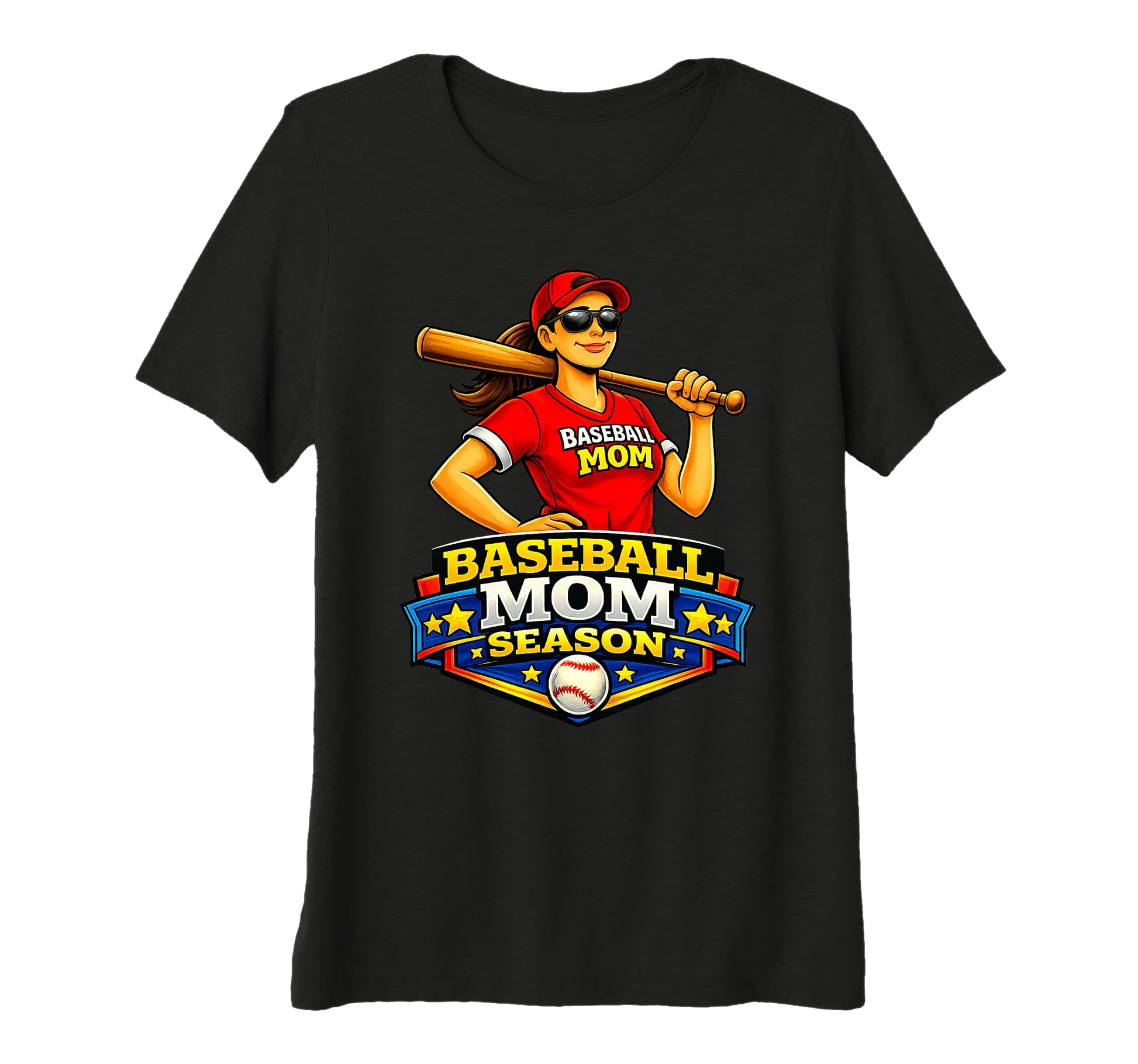 Womens Baseball Mom Season Game Day T-Shirt - Custom Art Print Unisex - T-Shirt, Sweatshirt, Hoodie