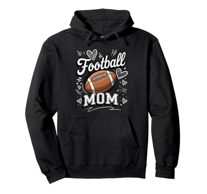 Football Mom Heart Game Day Spirit Hoodie - Unique Graphic Men Women - T-Shirt, Sweatshirt, Hoodie