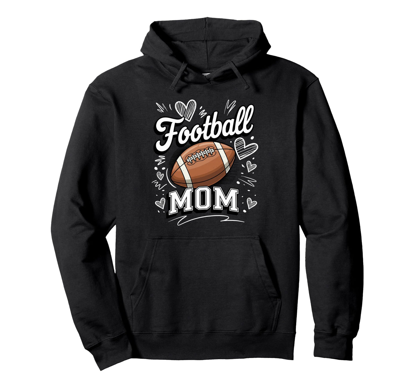 Football Mom Heart Game Day Spirit Hoodie - Casual Everyday Wear Men Women - T-Shirt, Sweatshirt, Hoodie