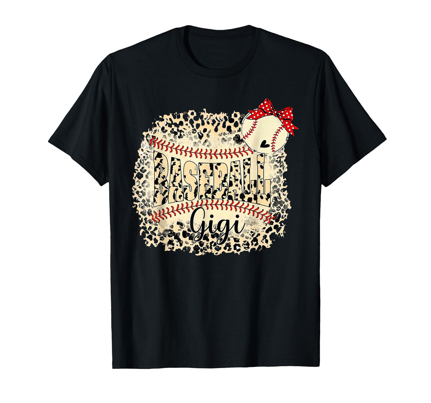 Baseball Gigi Leopard Bow Heart T-Shirt - Fun Novelty Design Unisex - T-Shirt, Sweatshirt, Hoodie