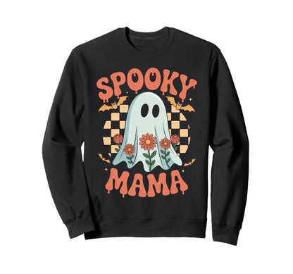 Spooky Mama Boho Ghost Halloween Mom Sweatshirt - Aesthetic Graphic Unisex - T-Shirt, Sweatshirt, Hoodie