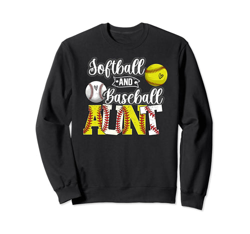 Softball And Baseball Aunt Proud Sweatshirt - Aesthetic Graphic Unisex - T-Shirt, Sweatshirt, Hoodie