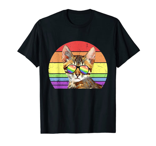 Lgbtq Bengal Cat Rainbow Love Pride T-Shirt - Custom Art Print for Adults - T-Shirt, Sweatshirt, Hoodie