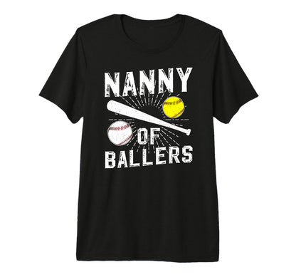Nanny Ballers Baseball Softball Nanny T-Shirt - Graphic Print Unisex - T-Shirt, Sweatshirt, Hoodie