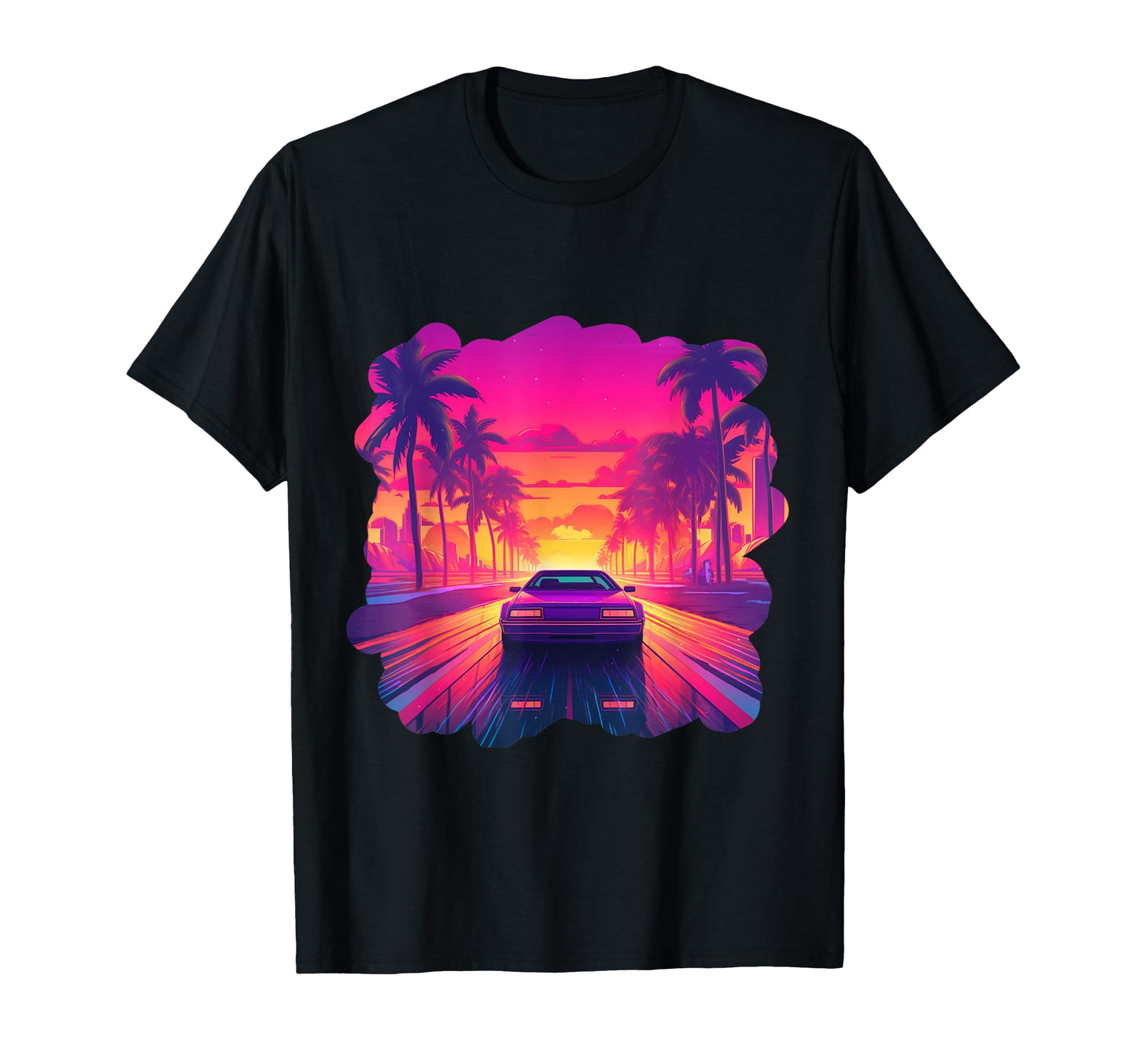 Miami Beach Florida Synthwave 80S T-Shirt - Unique Graphic Unisex - T-Shirt, Sweatshirt, Hoodie