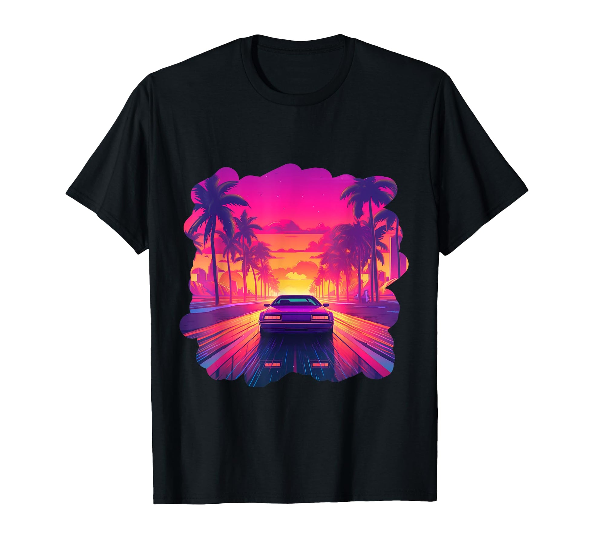 Miami Beach Florida Synthwave 80S T-Shirt - Unique Graphic Unisex - T-Shirt, Sweatshirt, Hoodie