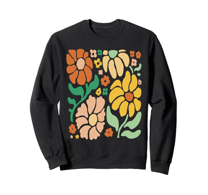 Boho Floral Groovy Flowers Sweatshirt - Minimalist Print for Adults - T-Shirt, Sweatshirt, Hoodie