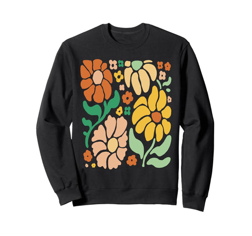 Boho Floral Groovy Flowers Sweatshirt - Minimalist Print for Adults - T-Shirt, Sweatshirt, Hoodie