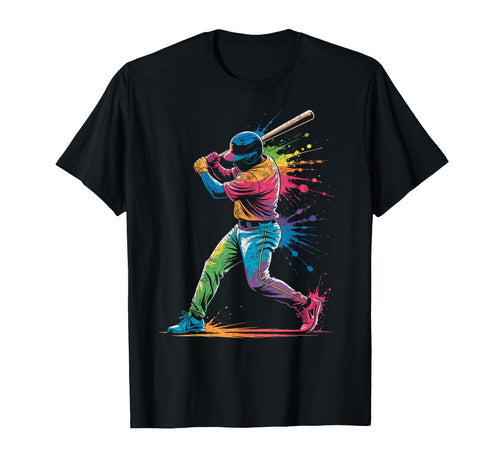 Paint Splash Baseball Player Coach Dad Fan T-Shirt - Graphic Print Unisex - T-Shirt, Sweatshirt, Hoodie