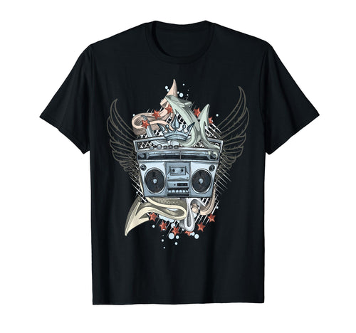 Old School Hip Hop Boombox Rap Music T-Shirt - Minimalist Print Men Women - T-Shirt, Sweatshirt, Hoodie