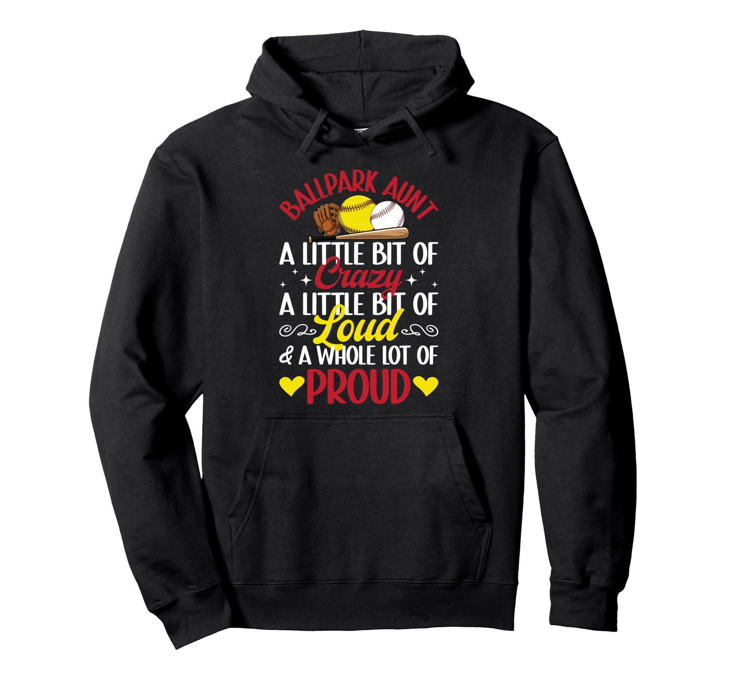 Ballpark Aunt Definition Baseball Hoodie - Novelty Apparel for Adults - T-Shirt, Sweatshirt, Hoodie