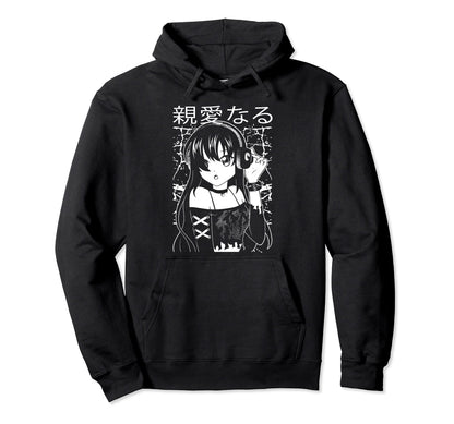Goth Anime Japanese Aesthetic Hoodie - Novelty Apparel for Adults - T-Shirt, Sweatshirt, Hoodie