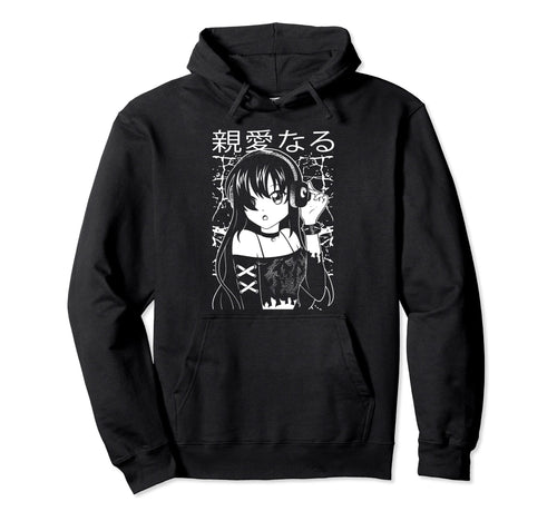 Goth Anime Japanese Aesthetic Hoodie - Novelty Apparel for Adults - T-Shirt, Sweatshirt, Hoodie