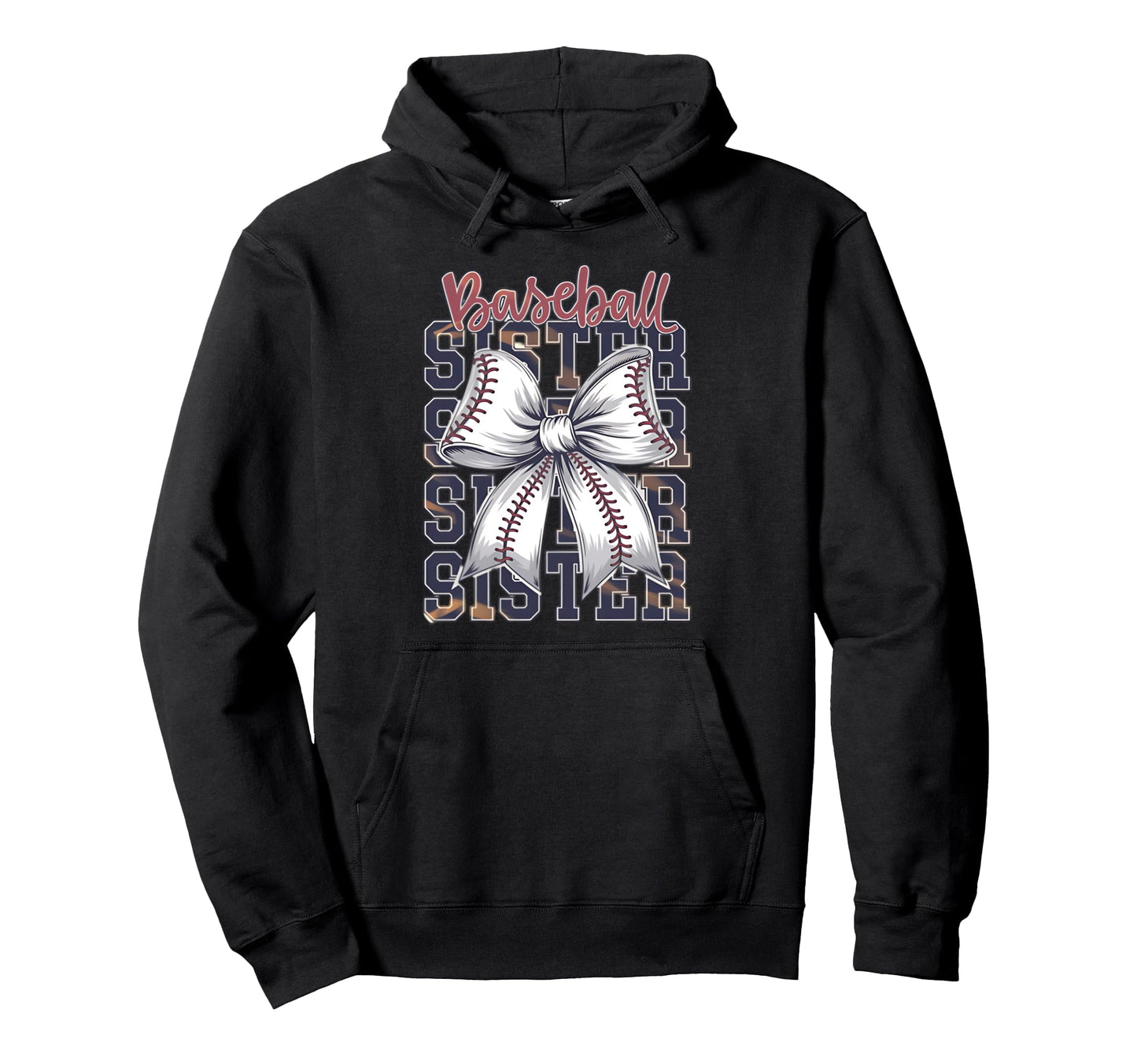Baseball Sister Coquette Bow Hoodie - Minimalist Print for Adults - T-Shirt, Sweatshirt, Hoodie