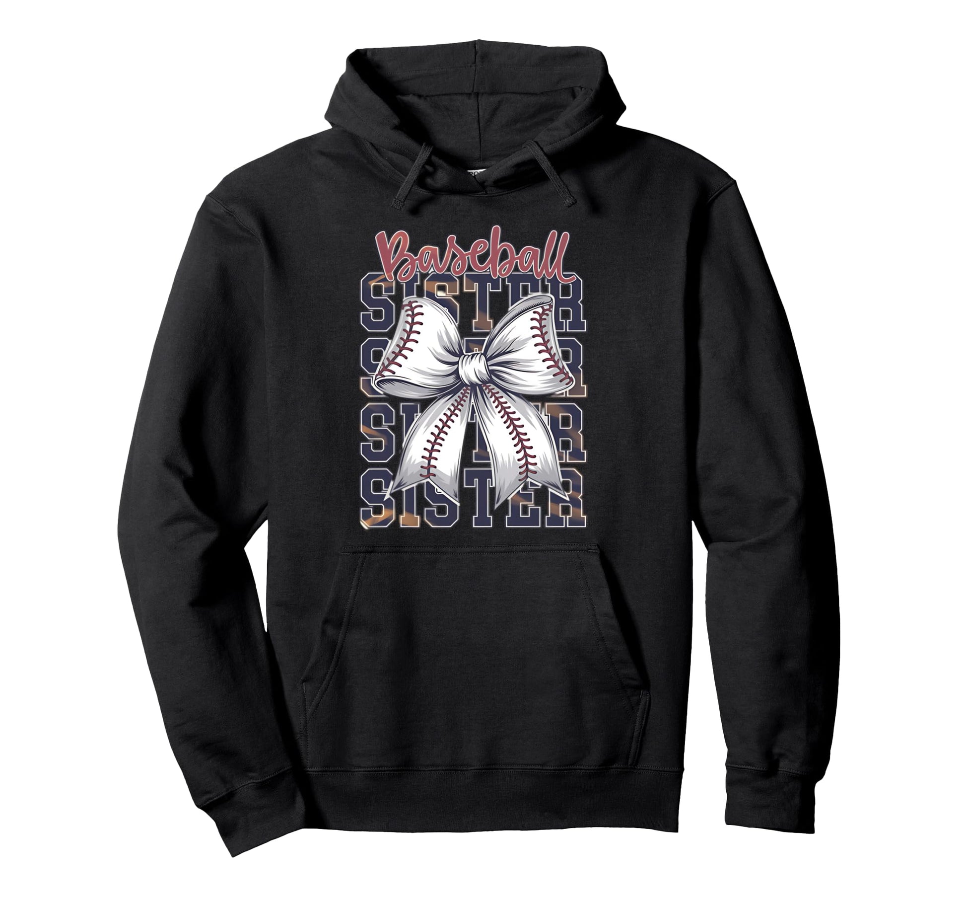 Baseball Sister Coquette Bow Hoodie - Minimalist Print for Adults - T-Shirt, Sweatshirt, Hoodie