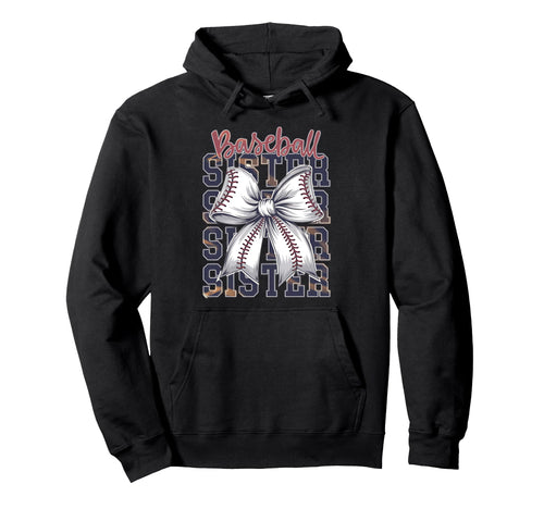 Baseball Sister Coquette Bow Hoodie - Minimalist Print for Adults - T-Shirt, Sweatshirt, Hoodie