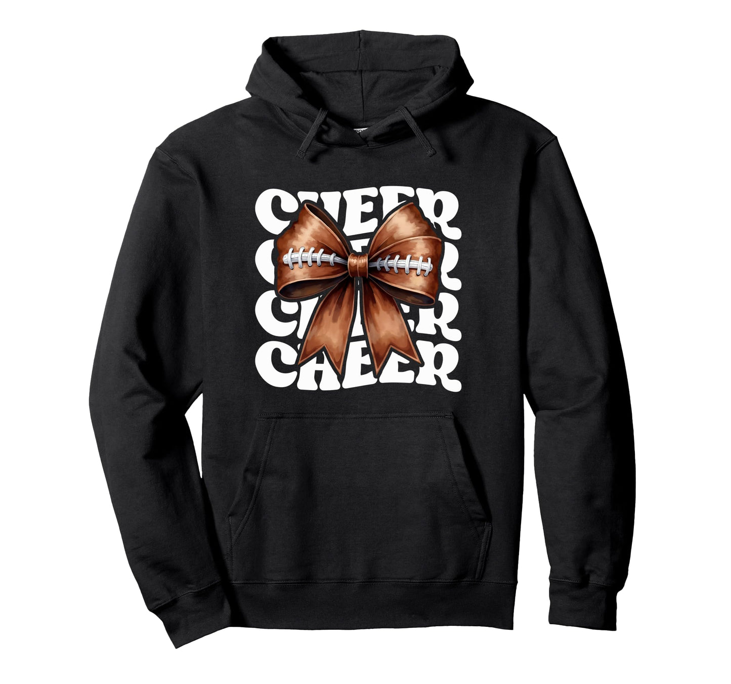 Game Day Cheerleader Mom Croquette Bow Hoodie - Trendy Graphic for Adults - T-Shirt, Sweatshirt, Hoodie