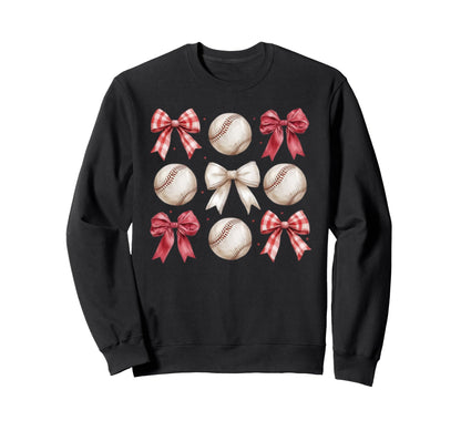 Baseball Coquette Bow Mom Sister Sweatshirt - Streetwear Style for Adults - T-Shirt, Sweatshirt, Hoodie