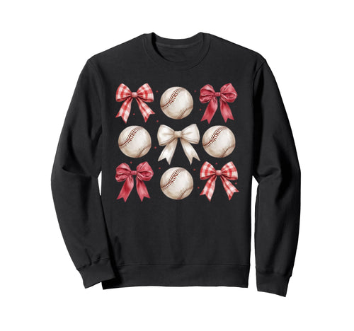Baseball Coquette Bow Mom Sister Sweatshirt - Streetwear Style for Adults - T-Shirt, Sweatshirt, Hoodie