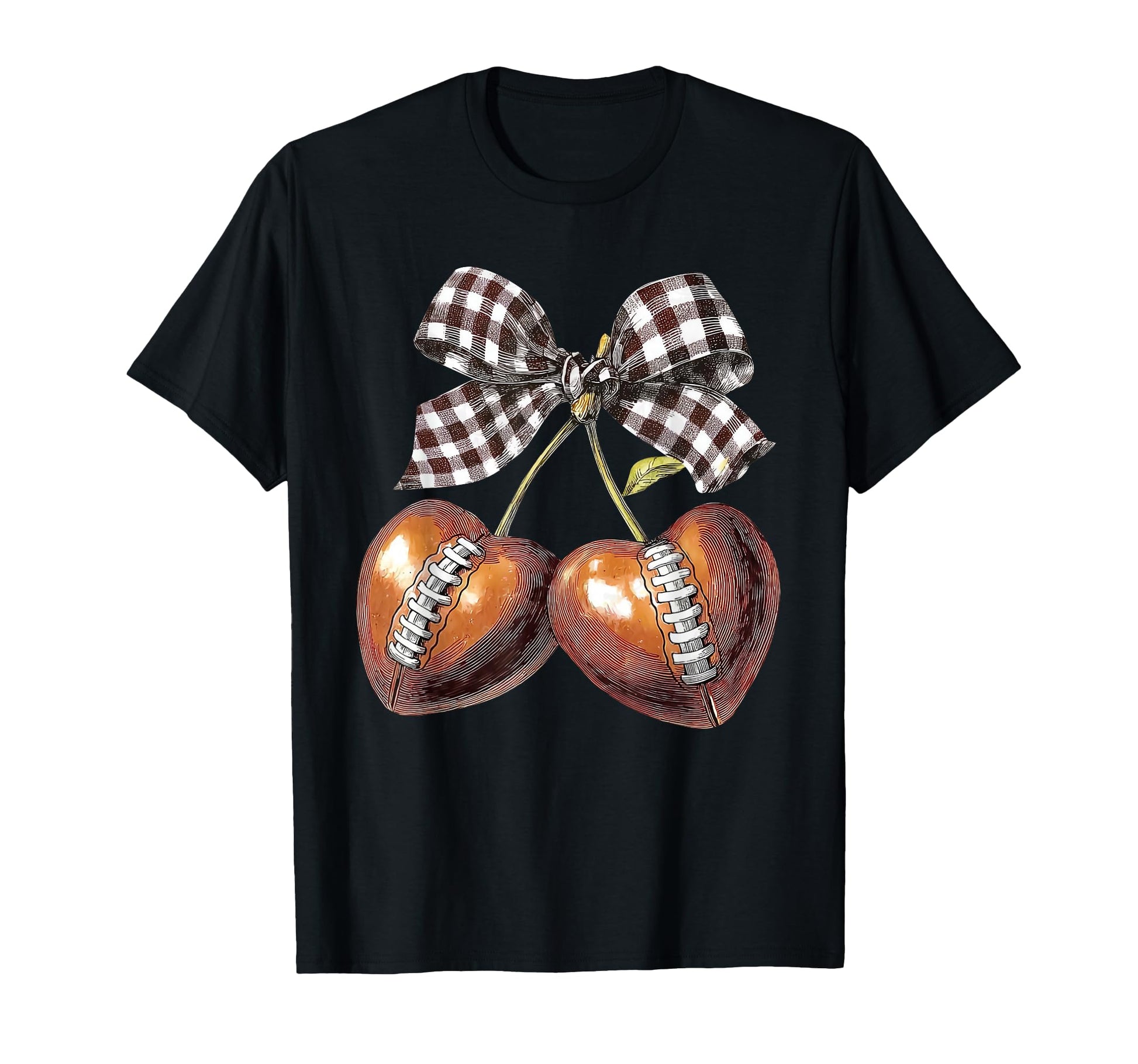 Cherry Coquette Bow American Football T-Shirt - Novelty Apparel Men Women - T-Shirt, Sweatshirt, Hoodie