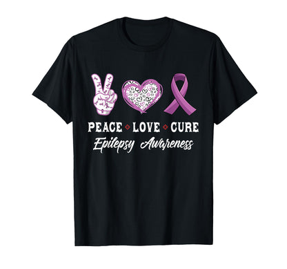 Peace Love Cure Epilepsy Awareness T-Shirt - Streetwear Style for Adults - T-Shirt, Sweatshirt, Hoodie