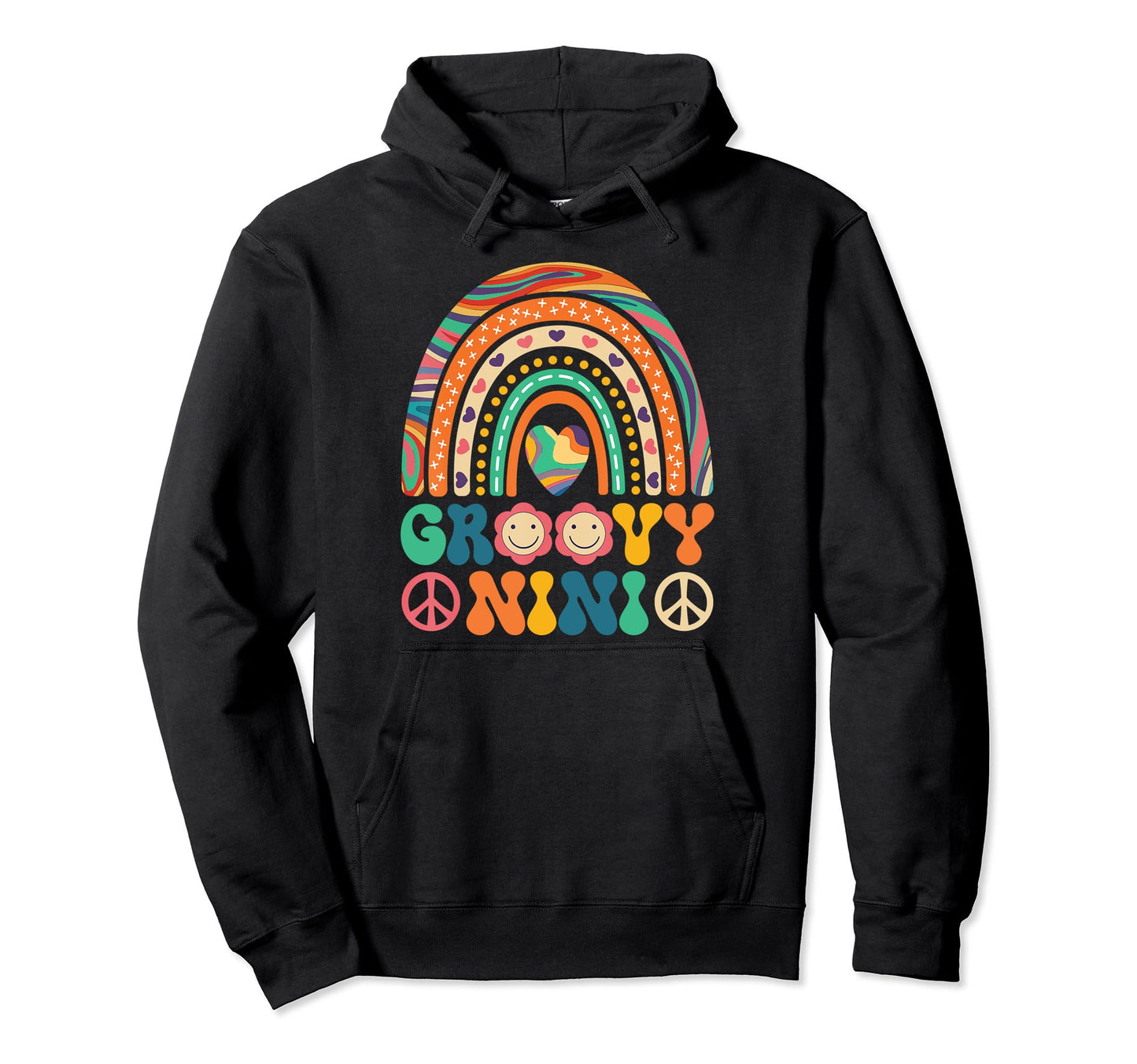Groovy Nini Rainbow Colorful Flowers Mom Hoodie - Fun Novelty Design Unisex - T-Shirt, Sweatshirt, Hoodie