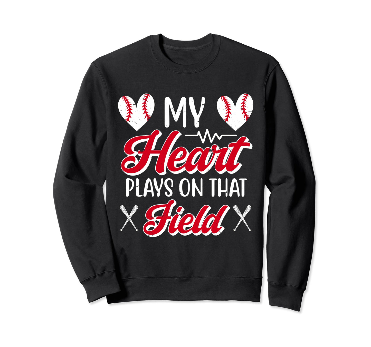 Baseball Girlfriend Heart Sweatshirt - Graphic Print Unisex - T-Shirt, Sweatshirt, Hoodie