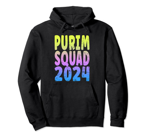 Jewish Holiday Rainbow Purim Squad Hoodie - Fun Novelty Design for Adults - T-Shirt, Sweatshirt, Hoodie