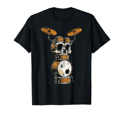 Skull Drum Set Rock Music Drummer T-Shirt - Aesthetic Graphic Men Women - T-Shirt, Sweatshirt, Hoodie