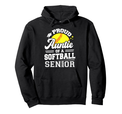 Proud Auntie Baseball Senior 2025 Graduate Hoodie - Minimalist Print Unisex - T-Shirt, Sweatshirt, Hoodie