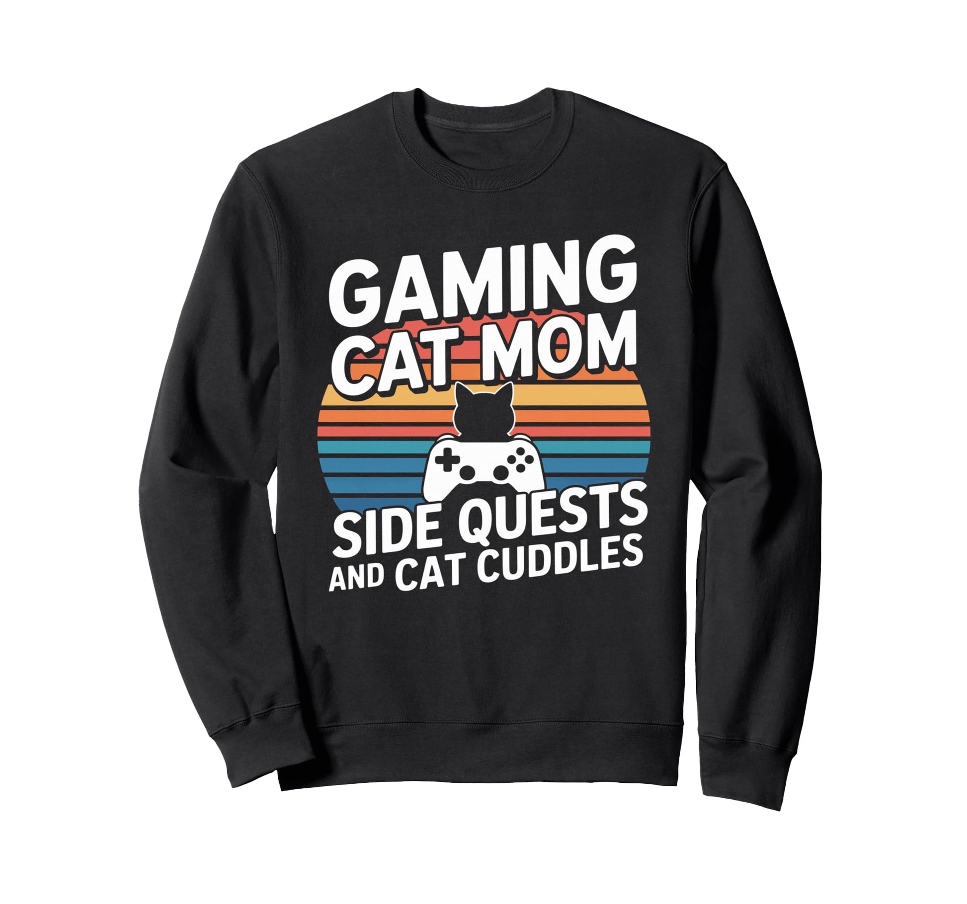 Gaming Cat Mom Side Quests And Cat Sweatshirt - Graphic Print for Adults - T-Shirt, Sweatshirt, Hoodie