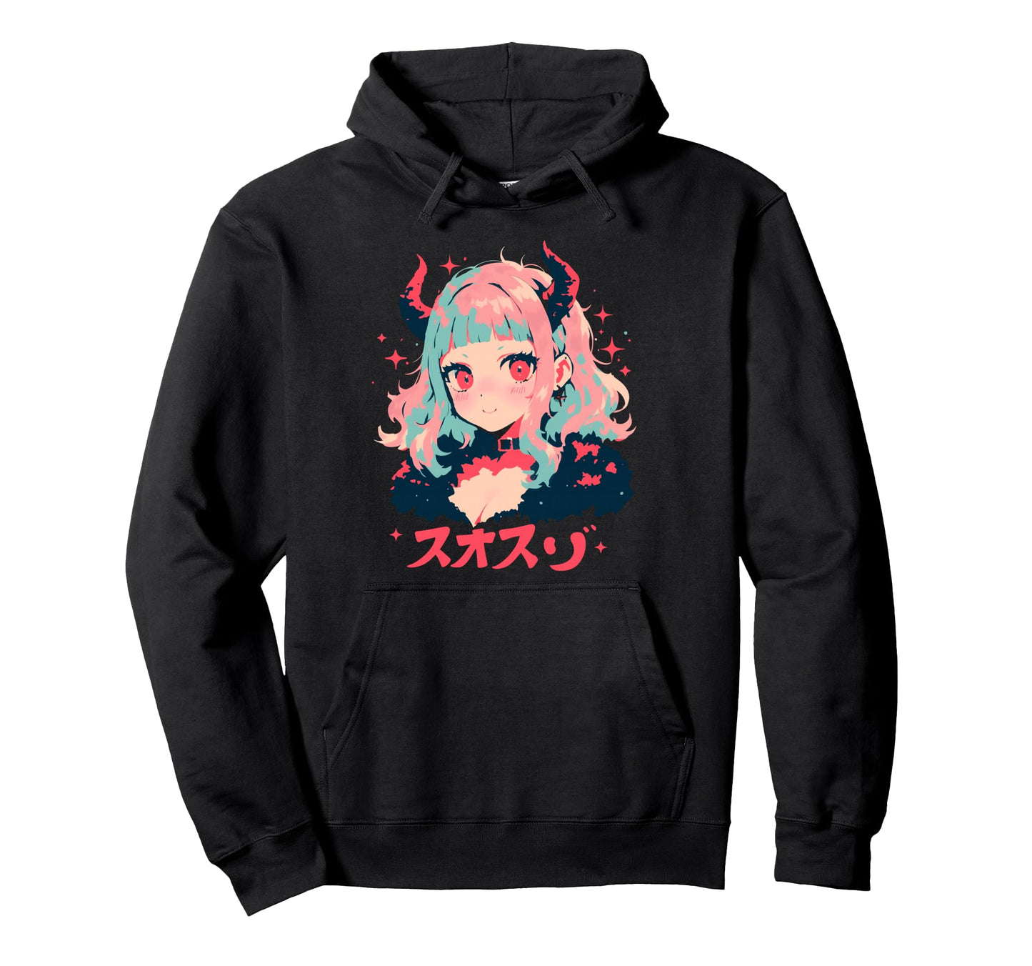 Goth Grunge Demon Anime Waifu Horror Alt Hoodie - Minimalist Print Unisex - T-Shirt, Sweatshirt, Hoodie