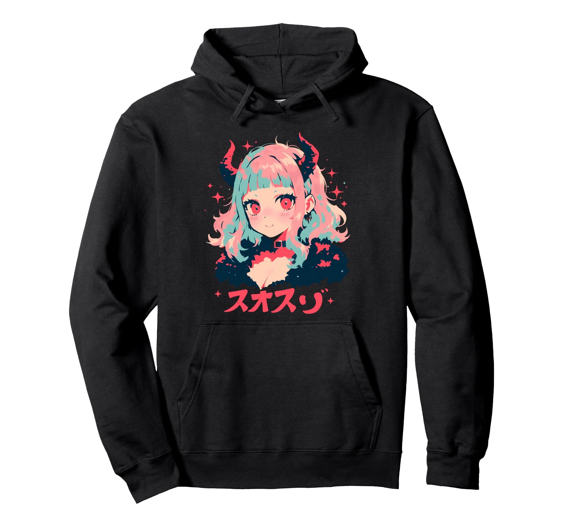 Goth Grunge Demon Anime Waifu Horror Alt Hoodie - Minimalist Print Unisex - T-Shirt, Sweatshirt, Hoodie