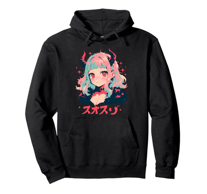 Goth Grunge Demon Anime Waifu Horror Alt Hoodie - Minimalist Print Unisex - T-Shirt, Sweatshirt, Hoodie