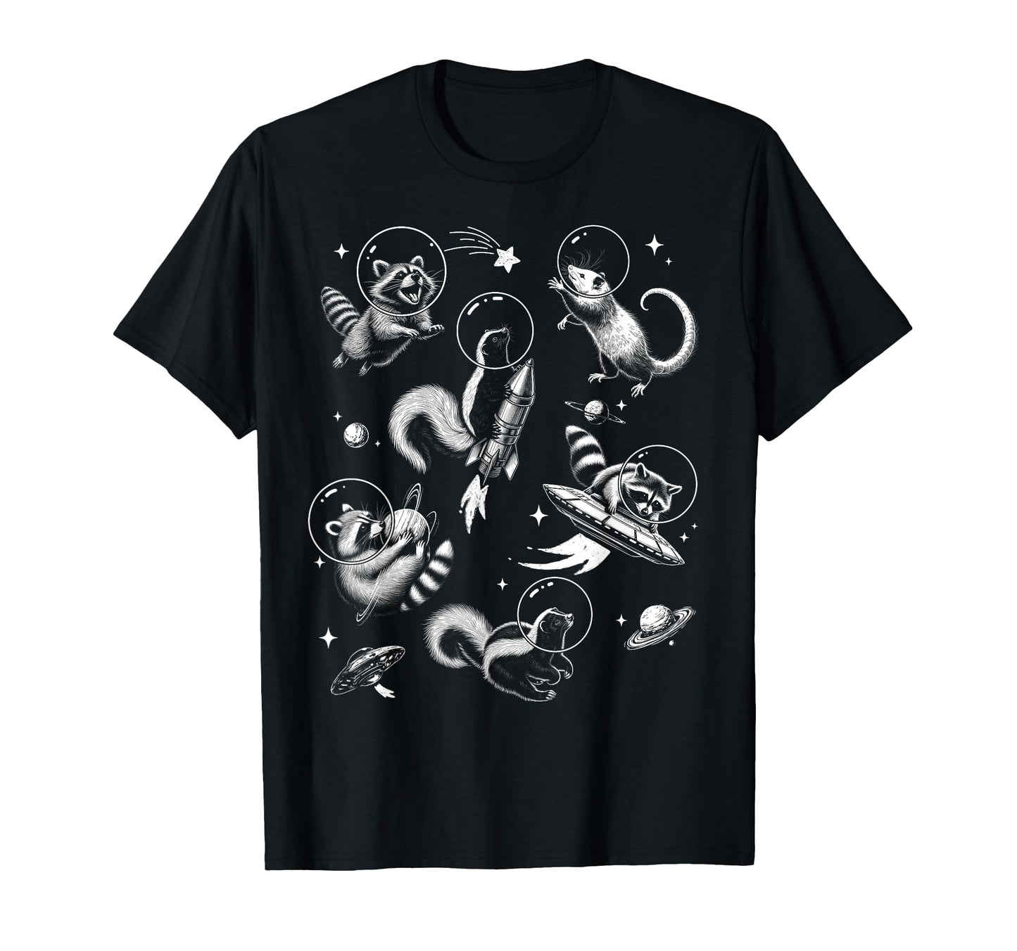 Funny Raccoon Space Hilarious Feral T-Shirt - Aesthetic Graphic for Adults - T-Shirt, Sweatshirt, Hoodie