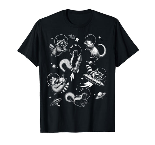 Funny Raccoon Space Hilarious Feral T-Shirt - Aesthetic Graphic for Adults - T-Shirt, Sweatshirt, Hoodie