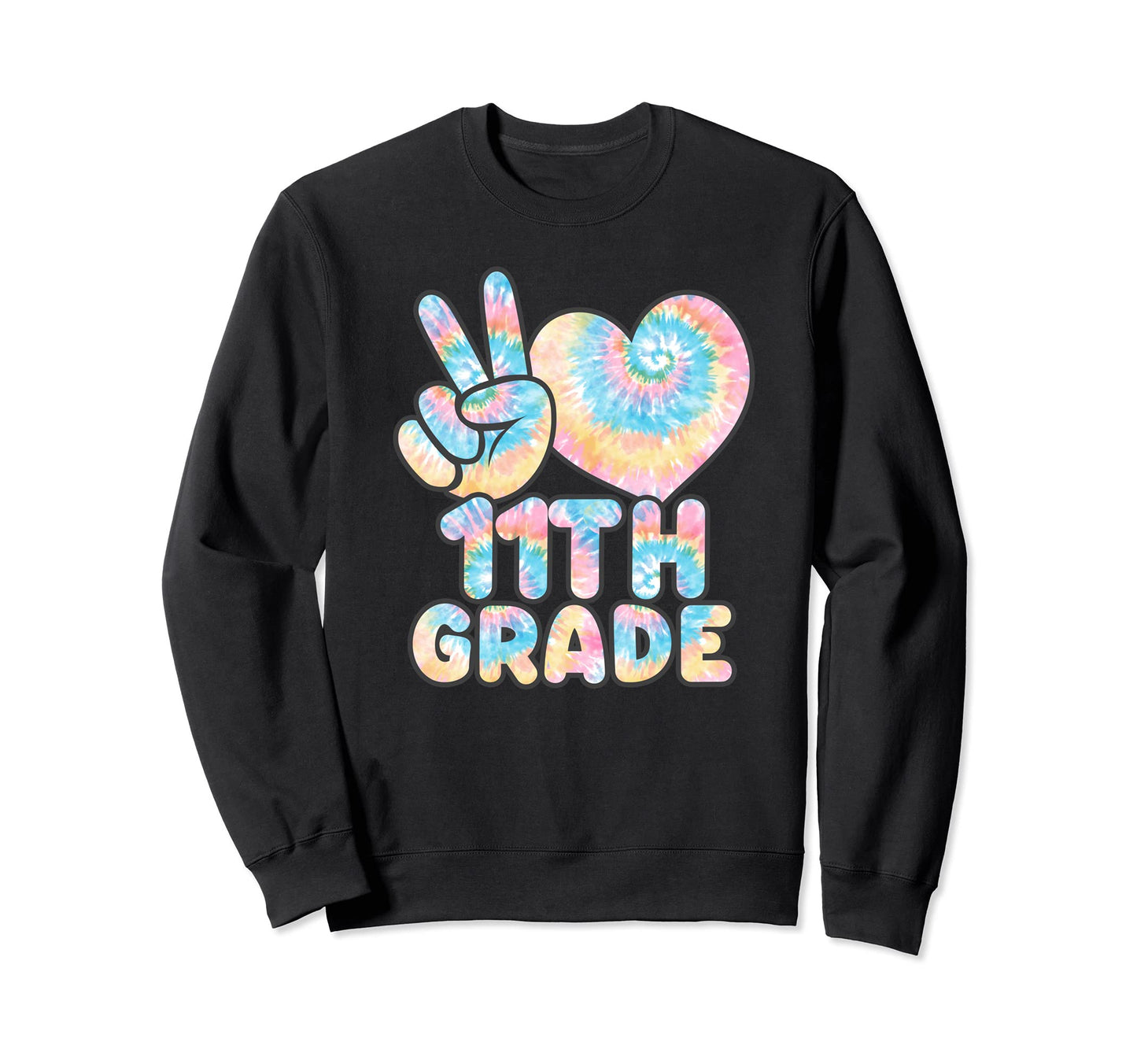 Tie Dye Back To School Peace Love Sweatshirt - Custom Art Print for Adults - T-Shirt, Sweatshirt, Hoodie