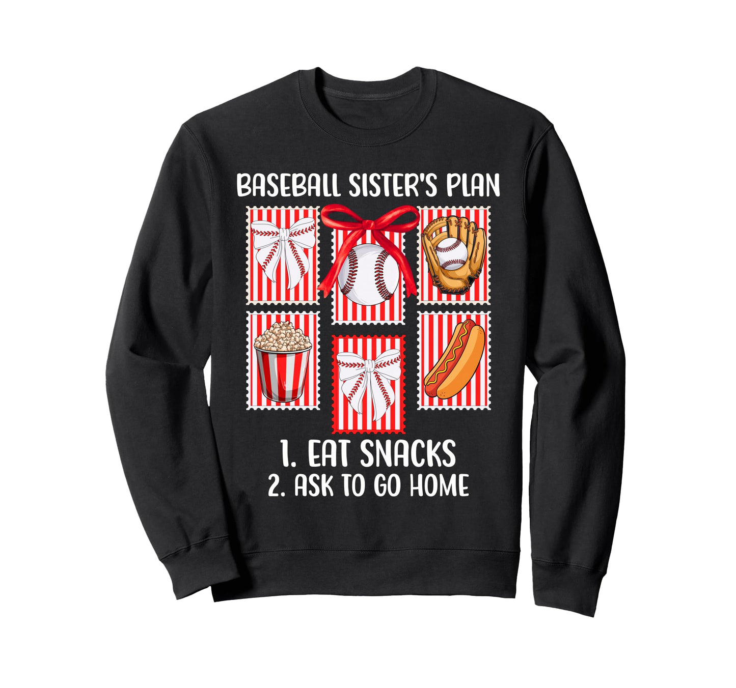 Baseball Sister Coquette Bow Cheer Sweatshirt - Graphic Print Men Women - T-Shirt, Sweatshirt, Hoodie
