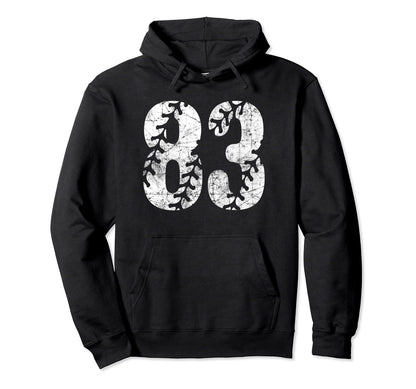 Baseball Softball Mom 83 Number Hoodie - Casual Everyday Wear for Adults - T-Shirt, Sweatshirt, Hoodie