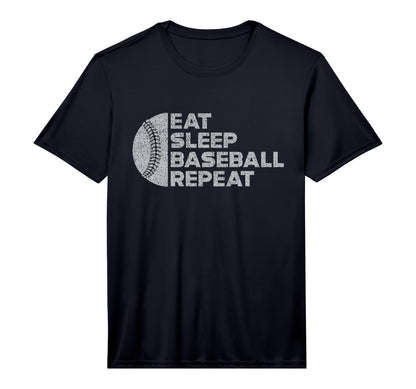 Eat Sleep Baseball Repeat Funny Bat T-Shirt - Novelty Apparel for Adults - T-Shirt, Sweatshirt, Hoodie