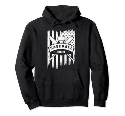 Baseball Mom Usa American Flag Family Hoodie - Trendy Graphic Unisex - T-Shirt, Sweatshirt, Hoodie