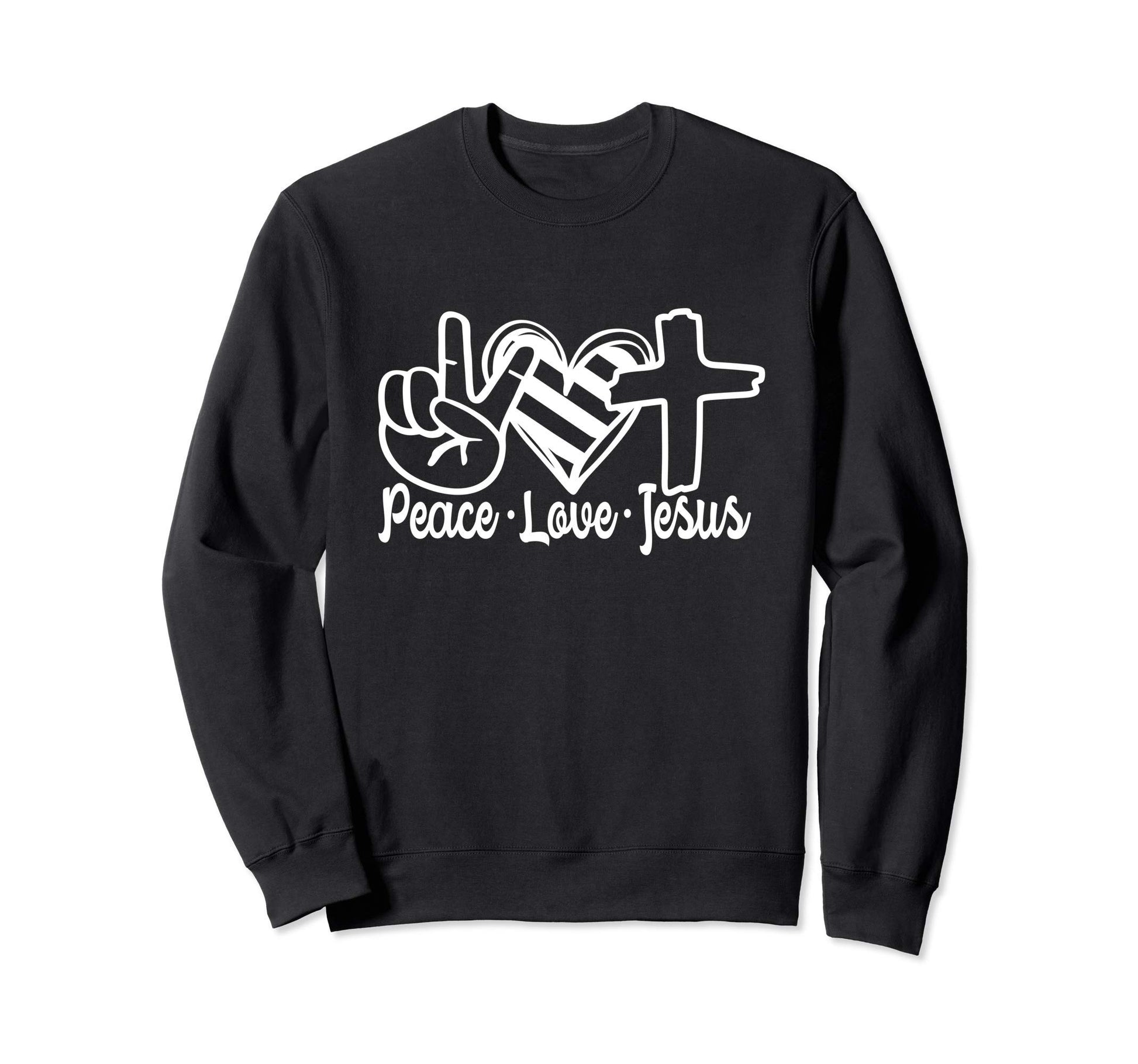Peace Hand Striped Heart Sweatshirt - Fun Novelty Design Men Women - T-Shirt, Sweatshirt, Hoodie