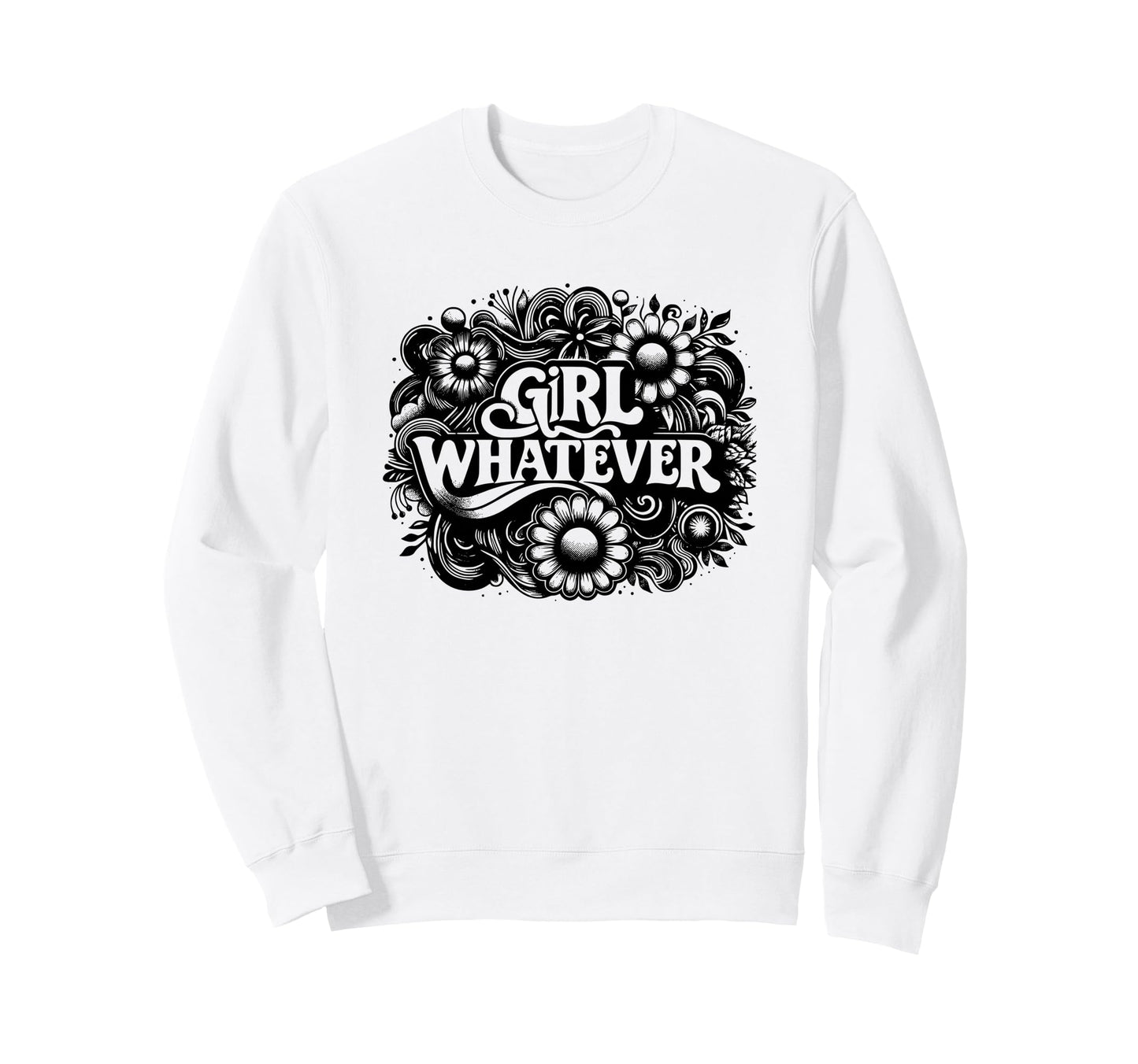 Whatever Hippie 60S 70S Daisy Floral Sweatshirt - Graphic Print for Adults - T-Shirt, Sweatshirt, Hoodie