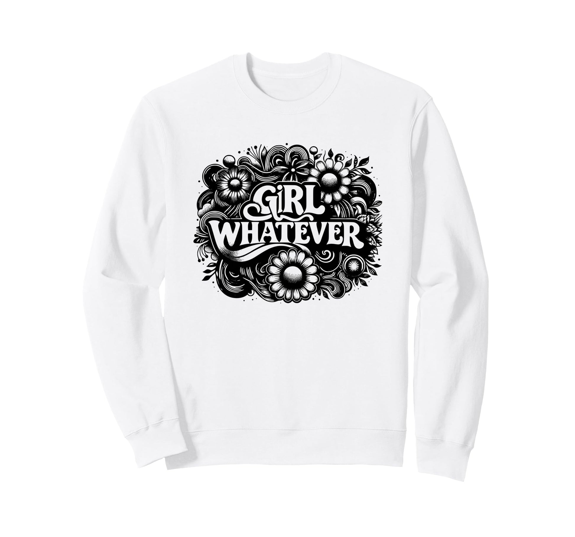 Whatever Hippie 60S 70S Daisy Floral Sweatshirt - Graphic Print for Adults - T-Shirt, Sweatshirt, Hoodie