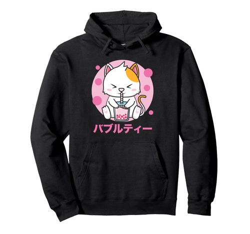 Cat Bubble Tea Kawaii Otaku Japanese Hoodie - Aesthetic Graphic for Adults - T-Shirt, Sweatshirt, Hoodie