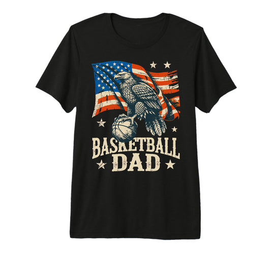 Basketball American Flag Basketball Dad T-Shirt - Minimalist Print Unisex - T-Shirt, Sweatshirt, Hoodie