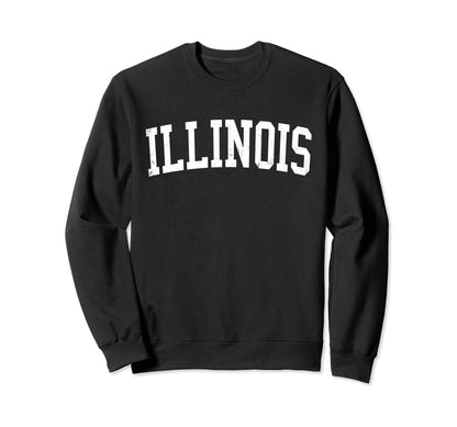 Illinois Distressed White Varsity Sweatshirt - Minimalist Print Men Women - T-Shirt, Sweatshirt, Hoodie