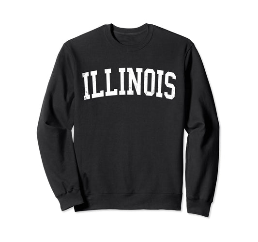 Illinois Distressed White Varsity Sweatshirt - Minimalist Print Men Women - T-Shirt, Sweatshirt, Hoodie